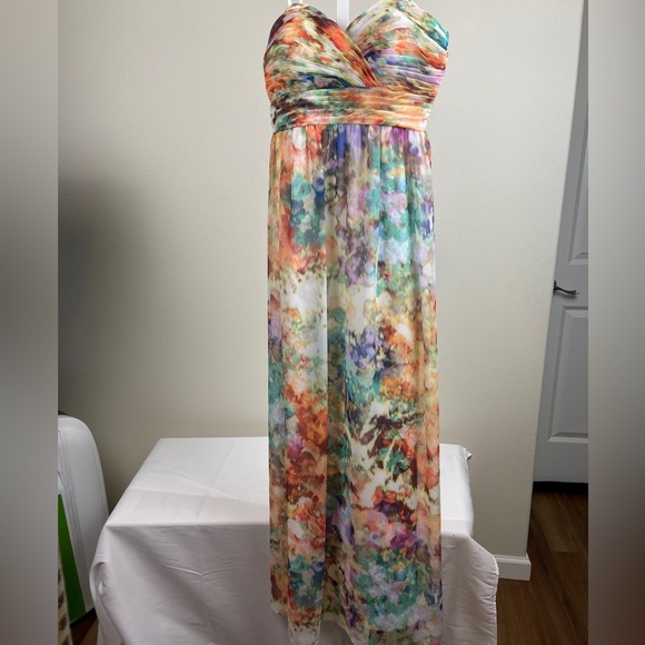 𝅺Aqua strapless watercolor formal homecoming or ball gown - Picture 1 of 6